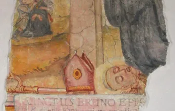 Średniowieczny fresk przedstawiający Brunona z Kwerfurtu, opactwo Święty Krzyż na Łysej Górze. / repr. Okoli / Wikimedia Commons / GNU