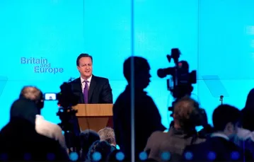 Brytyjski premier David Cameron podczas przemówienia w londyńskim Bloomberg Centre, 23 stycznia 2013 r. / Fot. Ben Stansall / AFP / EAST NEWS