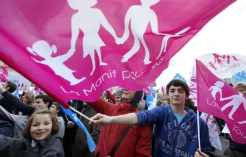 Protest przeciw małżeństwom homoseksualnym; Paryż, 13 stycznia 2013 r. / Fot. Valery Hache / AFP / EAST NEWS