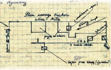 Reprodukcja fragmentu dziennika,  plan został narysowany w niedzielę  2 maja 1943 r.  / Fot. W zbiorach Kibucu bojowników getta, Izrael