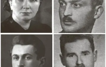 Góra od lewej: Rachela Auerbach, Michał Borwicz; Dół od lewej: Filip Friedman, Józef Kermisz / 