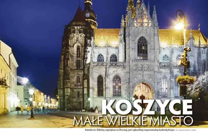 Okładka dodatku "Koszyce - małe wielkie miasto". Na zdjęciu: katedra św. Elżbiety, największa na Słowacji, jest najbardziej rozpoznawalną budowlą Koszyc | fot. Massimo Borchi / Corbis / 