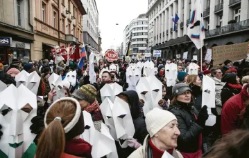 Protest przed siedzibą Narodowego Banku Słowenii, Lublana, 8 lutego 2013 r. / Fot. IMAGO STOCK&PEOPLE / EAST NEWS
