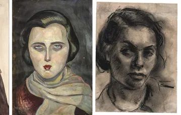 Od lewej: Samuel Hirszenberg, „Arab”, olej na płótnie (data powstania nieznana); Abraham Guterman, „Portret dziewczyny”, olej, tektura (1928 r.); Gela Seksztajn, „Autoportret”, węgiel, papier (data powstania nieznana) / 