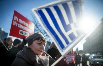Lewicowa demonstracja poparcia dla Aten w Berlinie, podczas wizyty greckiego ministra finansów, 5 lutego 2015 r. / Fot. Kay Nietfeld / DPA / EAST NEWS