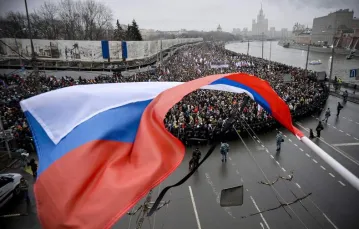 Fot. Marsz żałobny ku pamięci Borysa Niemcowa, Moskwa, 1 marca 2015 r. / Fot. Yuri Kadobnov / AFP / EAST NEWS
