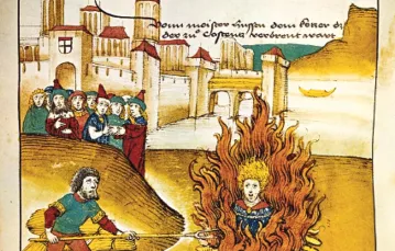 Męczeństwo Jana Husa, grafika z 1485 r. / Fot. Domena publiczna