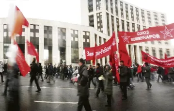 Mieszkancy Moskwy protestuja przeciwko fałszerstwom wyborczym, grudzień 2011 r. / fot. Marc Bonneville / SIPA / East News