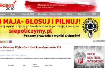 Podstrona z listą koordynatorów Korpusu Ochrony Wyborów w serwisie solidarni2010.pl / 