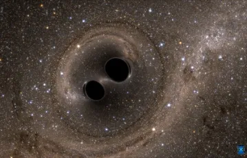 Wizualizacja kolizji dwóch czarnych dziur - wytworzone w takim zdarzeniu fale grawitacyjne zaobserwowali po raz pierwszy w historii naukowcy z projektu LIGO. Odkrycie ogłosili 11 lutego 2016 r. /  / ryc. multi-university SXS