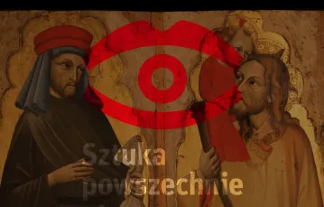 W tle: Pietro Lianori (?), św. Homobonus (po lewej), 1 poł. XV w., Avignon, musée du Petit Palais, fot. Sailko / wikimedia commons