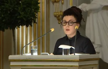 Olga Tokarczuk wygłasza wykład noblowski, Sztokholm 7 grudnia 2019 r.  / Kadr z kanału Nobel Prize/YouTube