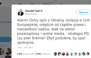 Wpis Donalda Tuska na Twitterze z 19.11.2017 r. wywołał lawinę komentarzy
