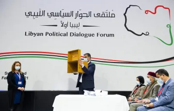 Po głosowaniu nad nowym tymczasowym rządem Libii, Genewa, 5 lutego 2021 r. / /  FOT. UNITED NATIONS / AFP