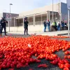 Rozsypane pomidory na wjeździe do portu towarowego w Motril w ramach protestu hiszpańskich rolników. Andaluzja, Hiszpania 14 lutego 2024 r.  / Fot. Agnieszka Zielińska