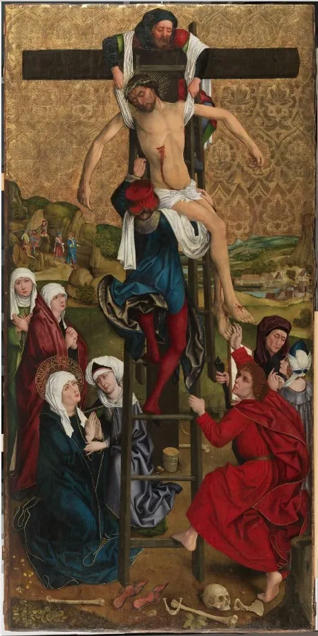 Hans Pleydenwurff, Zdjęcie z krzyża z ołtarza głównego z kościoła św. Elżbiety z Wrocławia, 1462, Germanisches Nationalmuseum w Norymberdze, Gm1127 / CC BY-NC-ND 4.0