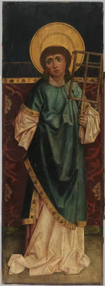 Warsztat Hansa Pleydenwurffa, św. Wawrzyniec, skrzydło z ołtarza św. Katarzyny Sieneńskiej z kościoła dominikanek w Norymberdze, Gm139, 1464 / CC BY-NC-ND 4.0