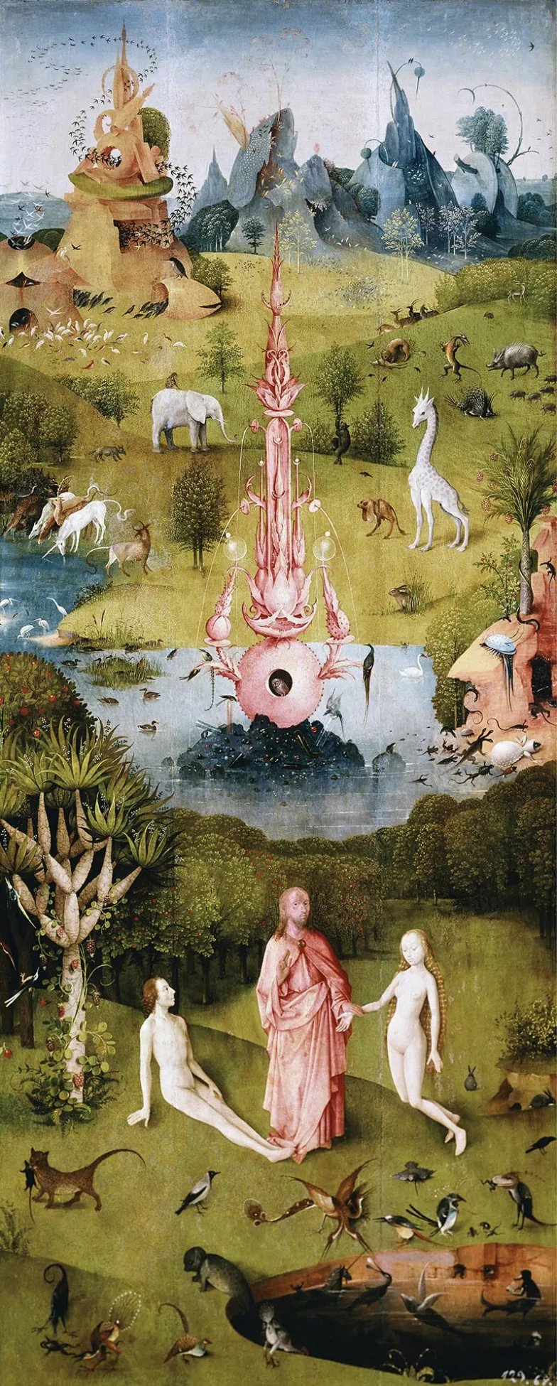 „Stworzenie Ewy” – lewe skrzydło tryptyku „Ogród rozkoszy ziemskich” Hieronima Boscha, olej na desce, ok. 1500 r. / 