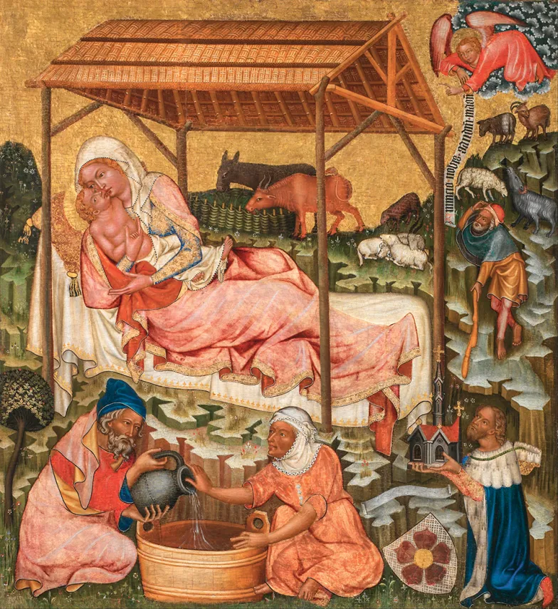 „Boże Narodzenie”, kwatera z ołtarza z Wyższego Brodu, ok. 1350 r., Narodni Galerie w Pradze / wikipedia.org