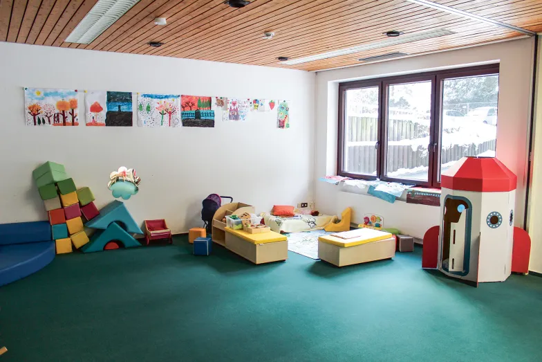 Sala dla dzieci w ośrodku dla uchodźców w Hörste, listopad 2023 r. / fot. Łukasz Grajewski