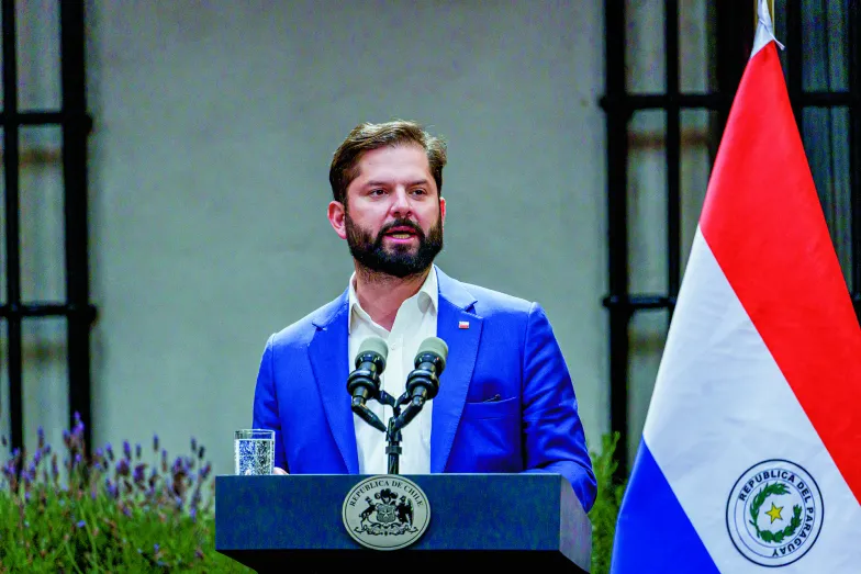 Prezydent Chile Gabriel Boric. Santiago de Chile, 7 listopada 2023 r. / Fot. Sebastián Vivallo Oñate / Getty Images Prezydent Chile Gabriel Boric. Santiago de Chile, 7 listopada 2023 r. / Fot. Sebastián Vivallo Oñate / Getty Images
