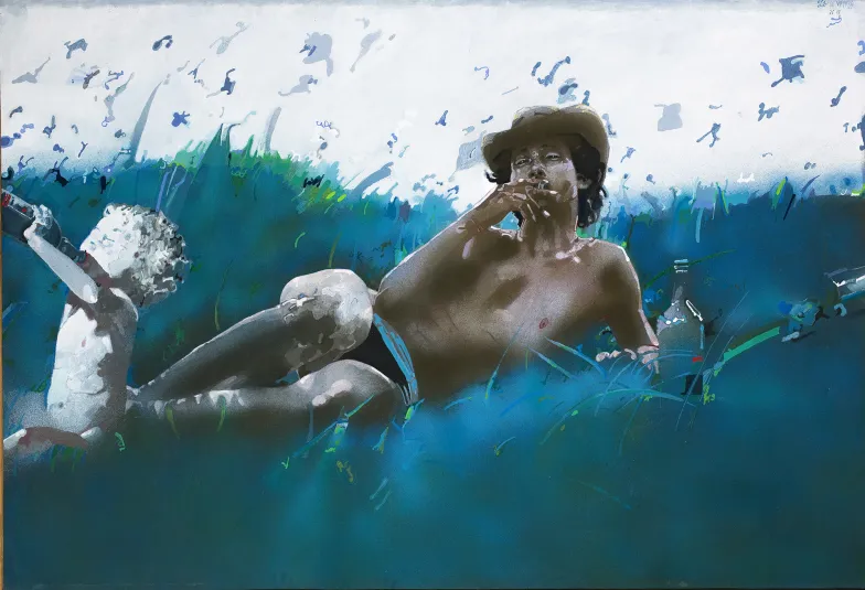 Zbysław Marek Maciejewski (1946–1999), Autoportret z puttem, 1978, Muzeum Narodowe w Warszawie // materiały prasowe Zbysław Marek Maciejewski (1946–1999), Autoportret z puttem, 1978, Muzeum Narodowe w Warszawie // materiały prasowe