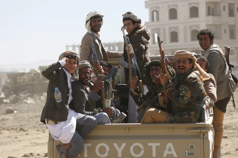 Partyzanci Huti niedaleko Sany, stolicy Jemenu, 14 stycznia 2024 r. / fot. Associated Press/East News