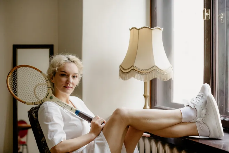 Agnieszka Przepiórska w roli Ginczanki. Luty 2020 r. Fot Dawid Ścigalski / Tetar Łaźnia Nowa