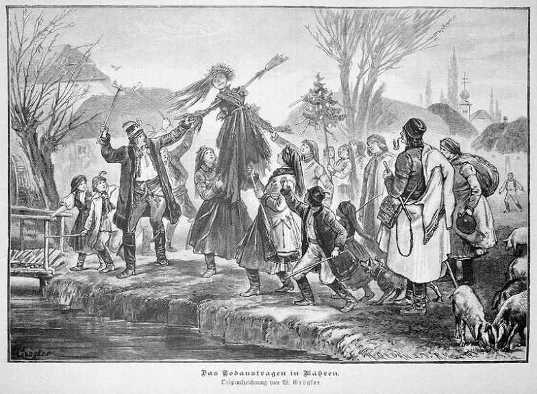 Topienie Marzanny, ilustracja z czasopisma "Die Gartenlaube" (1887, numer 11, s. 177) / Wikimedia Commons Topienie Marzanny, ilustracja z czasopisma "Die Gartenlaube" (1887, numer 11, s. 177) / Wikimedia Commons