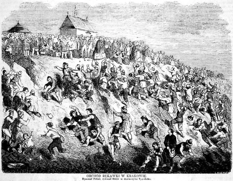 Święto Rękawki, ilustracja z czasopisma Tygodnik Ilustrowany nr 34/1860 r. / Wikimedia Commons Święto Rękawki, ilustracja z czasopisma Tygodnik Ilustrowany nr 34/1860 r. / Wikimedia Commons