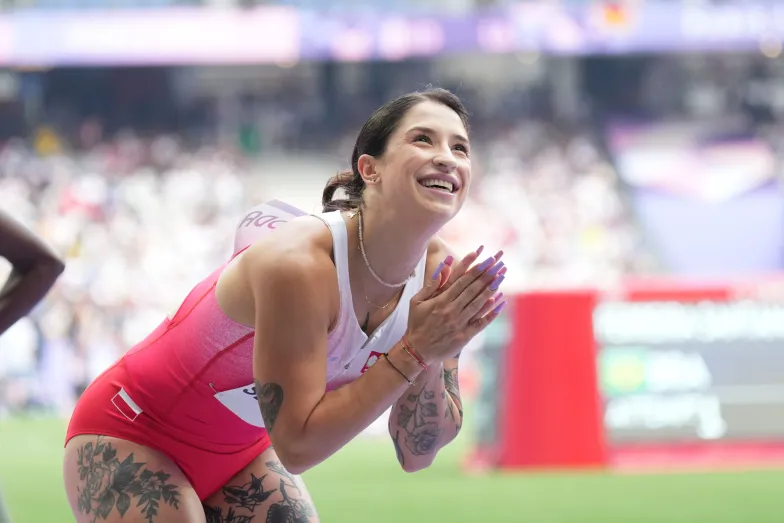 Sprinterka Ewa Swoboda po wybranych eliminacjach w biegu na 100 m, 2 sierpnia 2024 r. // Fot. Rex Features/East News Ewa Swoboda
