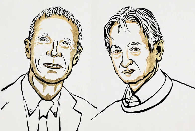 John Hopfield i Geoffrey Hinton, laureaci Nagrody Nobla w dziedzinie fizyki w 2024 r. // Rys. Niklas Elmehed / Nobel Prize Outreach / materiały prasowe