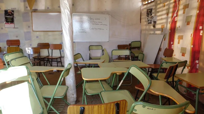 Klasa w szkole na osiedlu imigrantów w gminie Níjar. Andaluzja, grudzień 2024 r. // Fot. Agnieszka Zielińska Klasa w szkole na osiedlu imigrantów w gminie Níjar. Andaluzja, grudzień 2024 r. // Fot. Agnieszka Zielińska