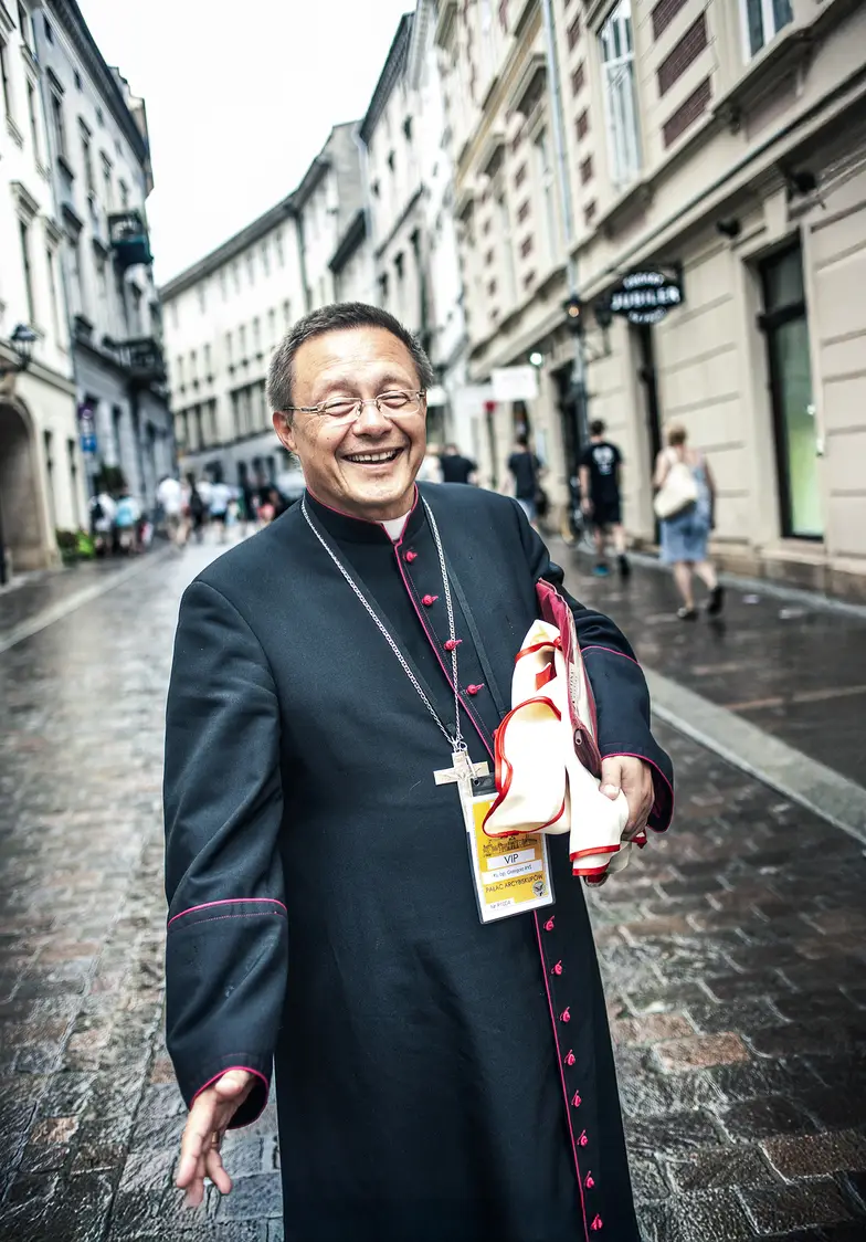 Kardynał Grzegorz Ryś jescze jako biskup na Światowych Dnich Młodzieży w Krakowie. Ulica Gołębia 31 lipca 2016 r. // Fot. Grażyna Makara