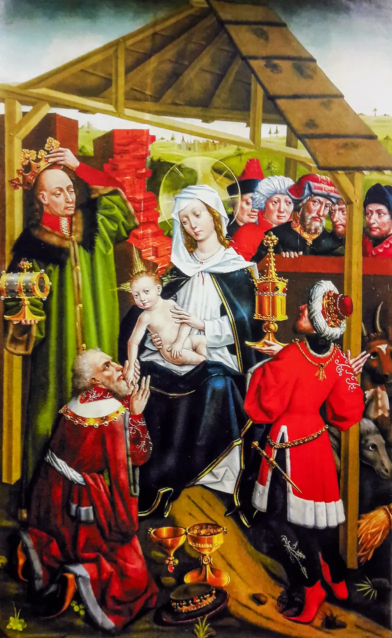 Il. 5. Pokłon Trzech Króli, kwatera z Tryptyku Matki Boskiej Bolesnej w Kaplicy Świętokrzyskiej w katedrze na Wawelu, ok. 1470 r. // Katedra Wawelska Il. 5. Pokłon Trzech Króli, kwatera z Tryptyku Matki Boskiej Bolesnej w kaplicy Świętokrzyskiej w katedrze na Wawelu, ok. 1470 // Katedra Wawelska