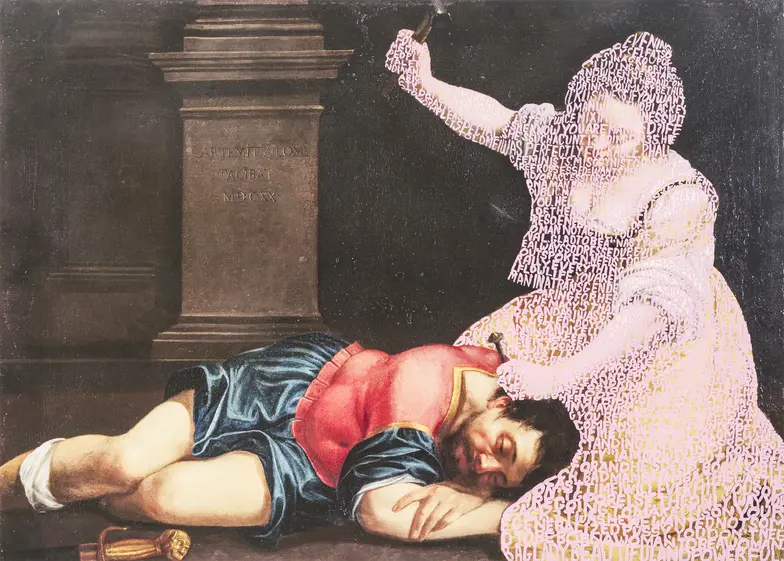 Wystawa "Kwestia Kobieca 1550–2025", Muzeum Sztuki Nowoczesnej w Warszawie; Betty Tompkins, "Kobiety słowa (Artemisia Gentileschi #2)", 2024, dzięki uprzejmości Betty Tompkins i P·P·O·W, New York // Fot. Ian Edquist / MSN