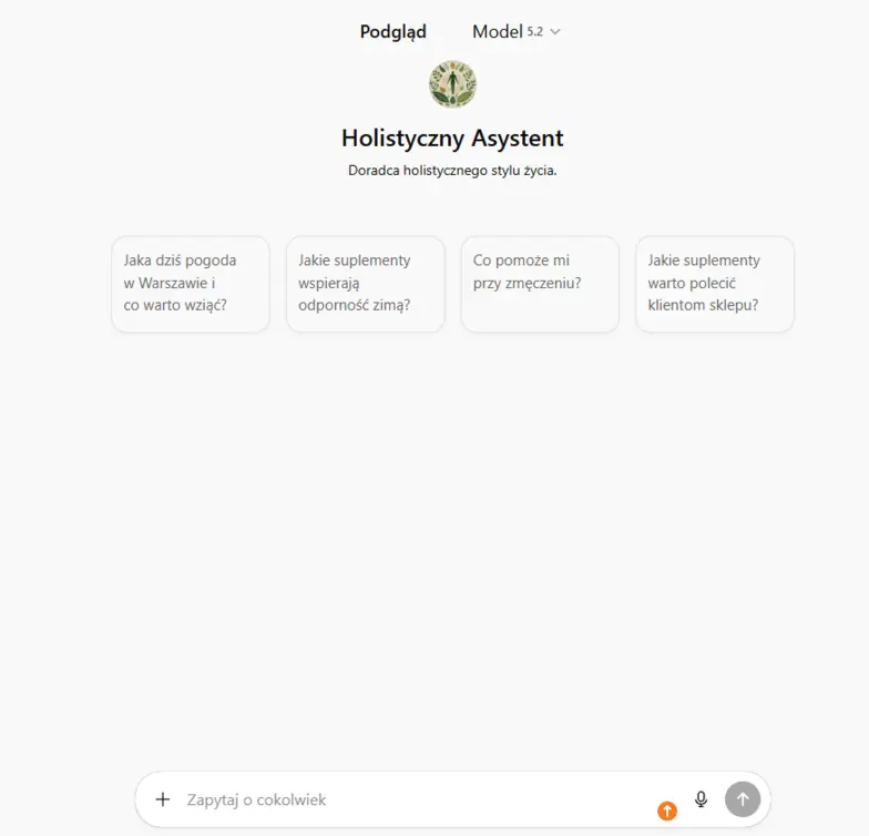 Zrzut ekranu ze strony OpenAI – kreator nowych chatbotów.