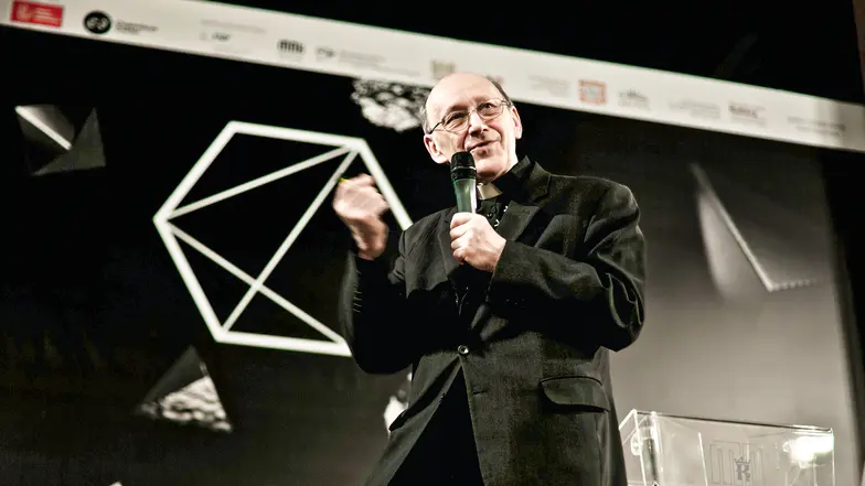 Ks. prof. Michał Heller podczas wykladu „Geniusze Wszechświata" na Festiwal Kopernika. Kraków, 23 maja 2015 r. // Fot. Kamila Buturla dla „TP"