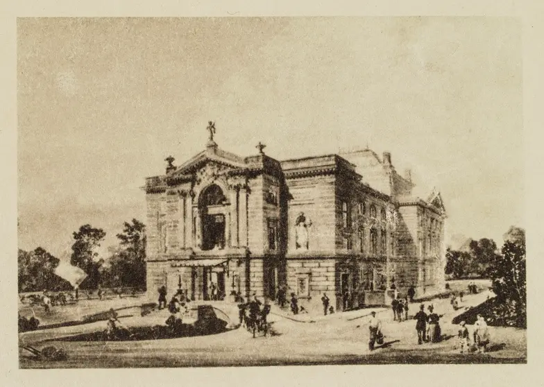 Widok gmachu teatru bielskiego w czasie ostatnich tygodni jego budowy latem 1890 r. // Fot. Archiwum Teatru Polskiego w Bielsku-Białej