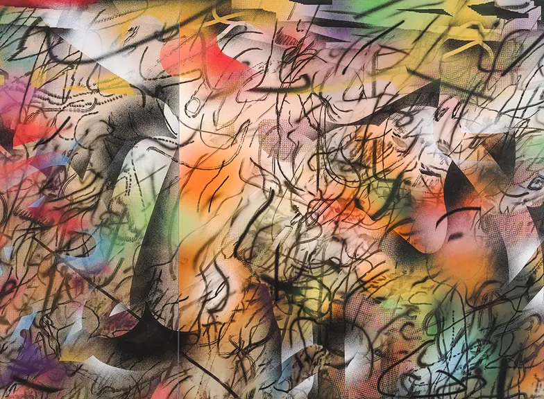 Julie Mehretu, „Ghosthymn_(after_the_Raft)” 2019-2021 r., dzięki uprzejmości artystki i Marian Goodman Gallery, Nowy Jork // Fot. Tom Powel / materiały prasowe MSN