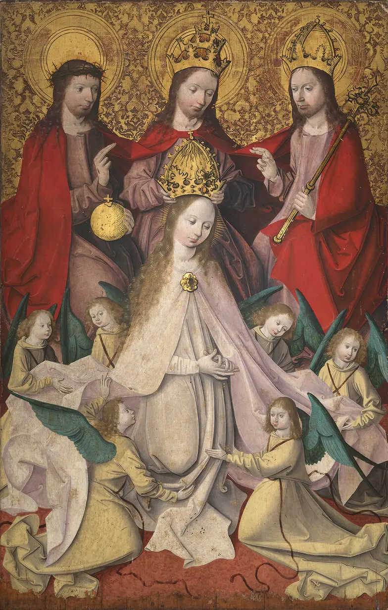 Dominicus Pictor (przyp.) | (attrib.), Koronacja Panny Marii przez Trójcę Świętą | Coronation of the Virgin Mary by the Holy Trinity, 1490/1500; tempera na drewnie | tempera on wood; własność | property of the Csíki Székely Múzeum – Szekler Museum of Ciuc, Miercurea Ciuc; fot. | photo by Patryk Jezierski, Kacper Trzmiel /