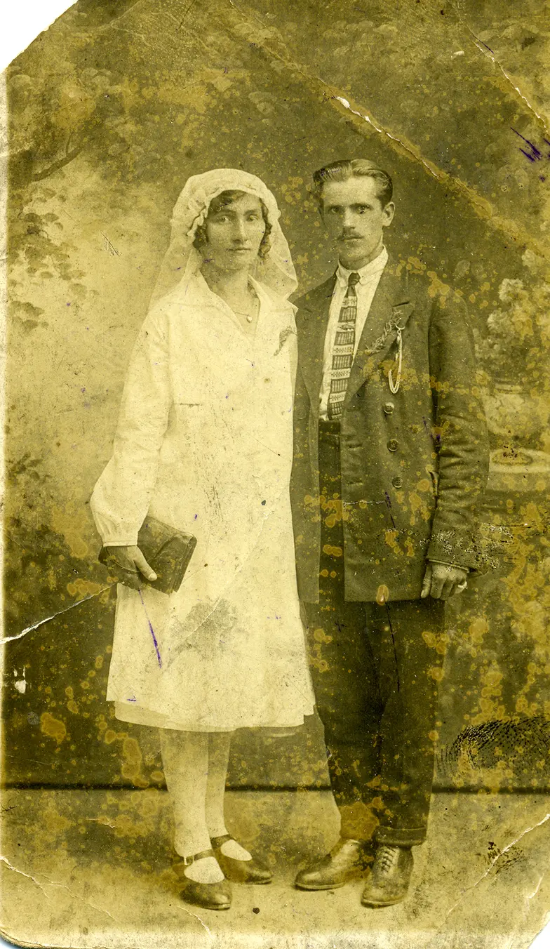 Fotografia ślubna Emilii i Jana Korzeniewskich. Majdan, Ukraińska SRS, 1930 r. // archiwum prywatne Dmitriya Panto