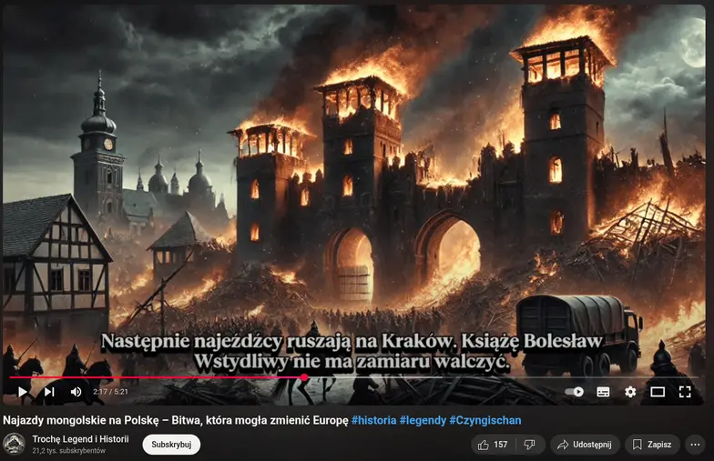 Tak AI wizualizuje temat najazdów mongolskich na Polskę: płonący Kraków i Mongołowie na wojskowych ciężarówkach // @TrochęLegendiHistorii Tak AI wizualizuje temat najazdów mongolskich na Polskę: płonący Kraków i Mongołowie na wojskowych ciężarówkach // @TrochęLegendiHistorii
