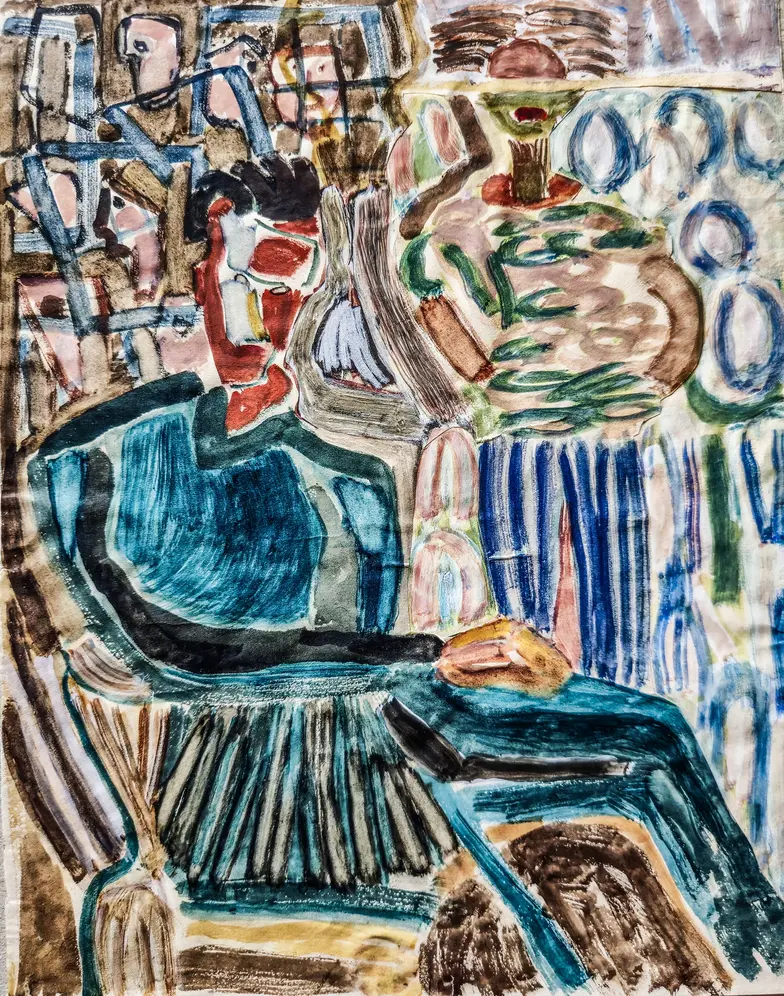 Maria Jarema, „Portret”, 1942 r., gwasz na papierze z kolażem, Muzeum Narodowe w Warszawie // materiały prasowe