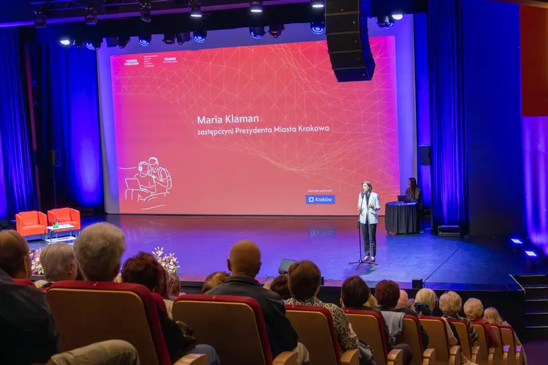 Zastępczyni Prezydenta Miasta Krakowa Maria Klaman podczas konferencji „Tygodnik Trzeciego Wieku”. Kraków, 8 maja 2026 r. // Fot. Jakub Starzyk 