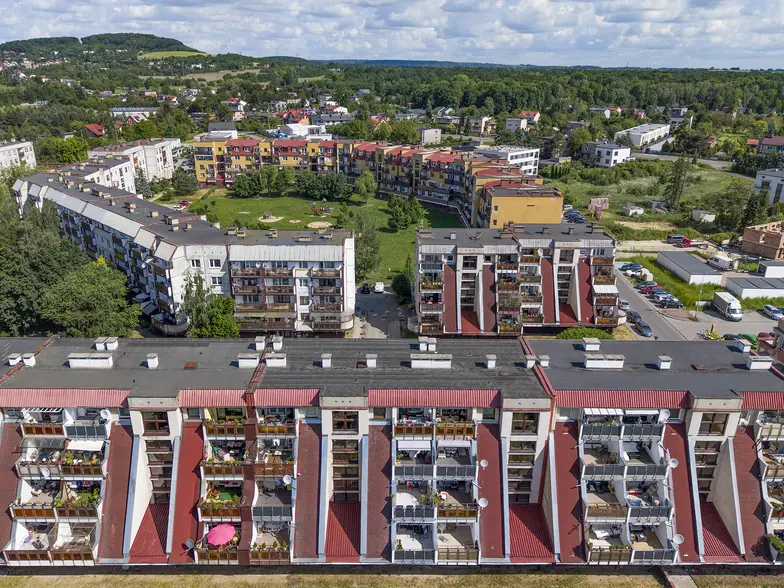 Osiedle Zamkowe w Będzinie z lat 80. XX w., 2026 r. // Fot. Filip Springer Osiedle Zamkowe w Będzinie z lat 80. XX w., 2026 r. // Fot. Filip Springer
