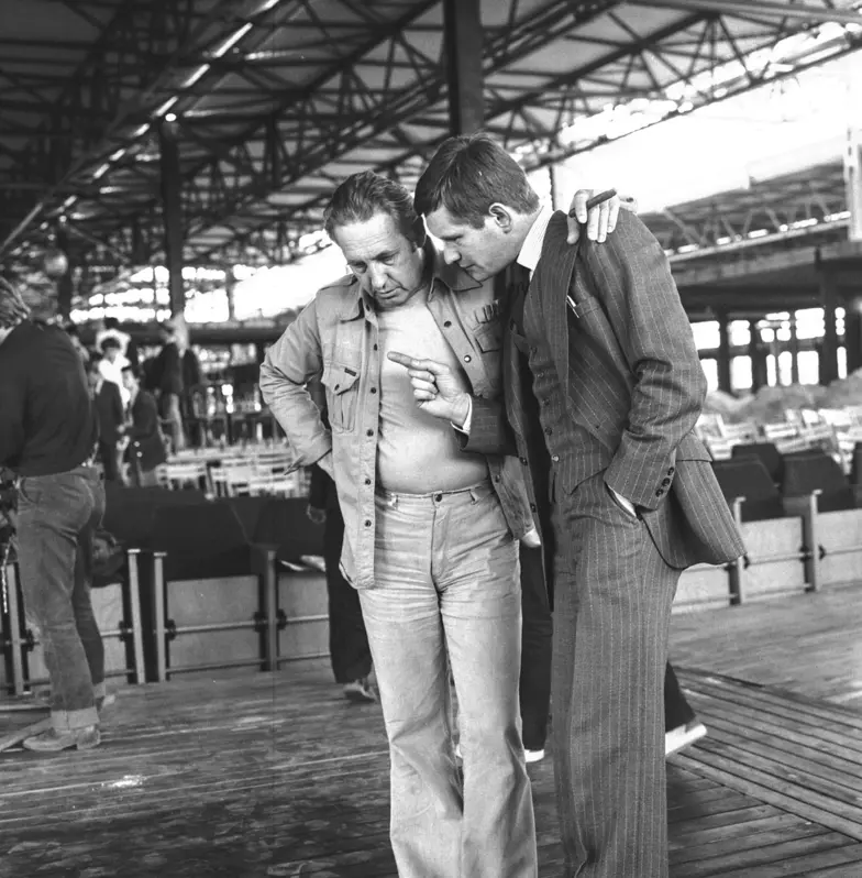  Andrzej Wajda i Andrzej Seweryn podczas realizacji filmu „Dyrygent". Warszawa, 10 czerwca 1979 r. // Fot. Witold Rozmysłowicz / CAF / PAP