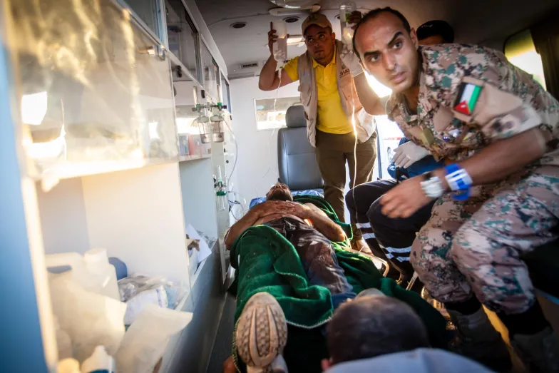 Strefa buforowa na granicy jordańsko-syryjskiej, okolice miasta Dżabir, gdzie na pomoc czeka ok. 30 tys. uciekinierów z syryjskiej Dary. 4 lipca 2018 r. / Fot. Grażyna Makara 