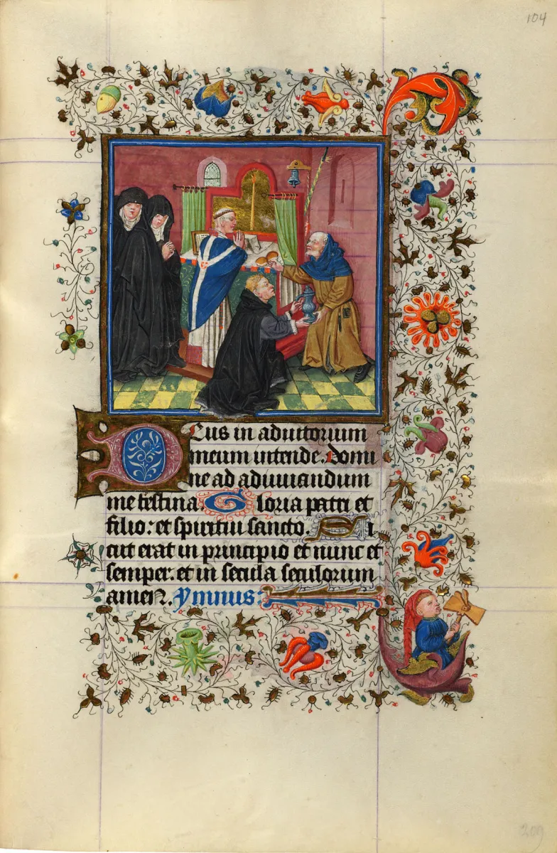 Msza za dusze czyśćcowe, Godzinki Katarzyny de Clèves, Utrecht, ok. 1440, The Morgan Library &amp; Museum, MS M.917/945, fol. 104 r. (Image courtesy of Faksimile Verlag Luzern)
