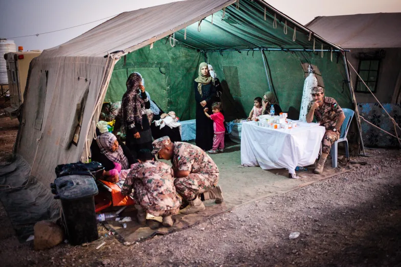 Strefa buforowa na granicy jordańsko-syryjskiej, okolice miasta Dżabir, gdzie na pomoc czeka ok. 30 tys. uciekinierów z syryjskiej Dary. 4 lipca 2018 r. / Fot. Grażyna Makara 